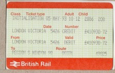 APTIS special ticket - Initialisation issued 1993 London Victoria S98