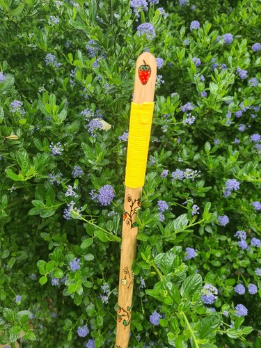 Wooden staff walking stick - wooden,