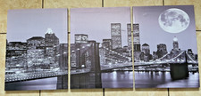New York Skyline 3 Piece Canvas Wall Art Print Twin Towers Brooklyn Bridge