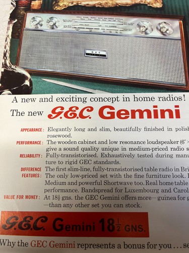 Gec gemini radio adverising - gec,