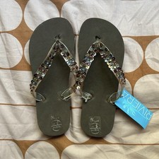 BNWT Vintage BHS Riviera Brown Flip Flop / Sandals with Toe Post Detailing