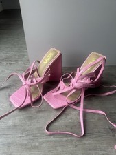 EGO Pink Lace Up Thong Toe