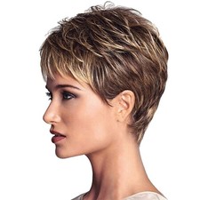 Women Ladies Natural Short Straight Wavy Curly Pixie Cut BOB Wigs Hair Full Wig