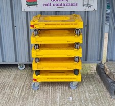 10 x YELLOW HEAVY DUTY PLASTIC WHEELED SINGLE "DOLLY" / "SKATE" 400X600X171MM