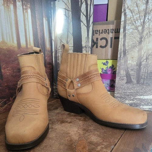 Mens tan nubuck leather ankle - leather,