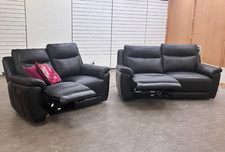 'Bobby' 3 + 2 Power Recliner Modern Electric Sofa Set Leather Cat-35/02 Black