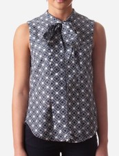 √ xs G STAR "Scarf Shirt" abstract grey print blouse top designer silk blend