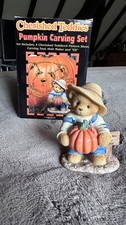 Cherished Teddies HALLOWEEN PUMPKIN CARVING SET tools + ED FIGURE Enesco 466220