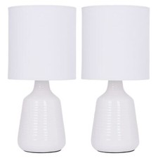 Set of 2 White Ripple Ceramic