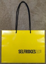 Selfridges Shopping Paper Carrier Gift Bag Tote Yellow Large W42xH31xD15cm