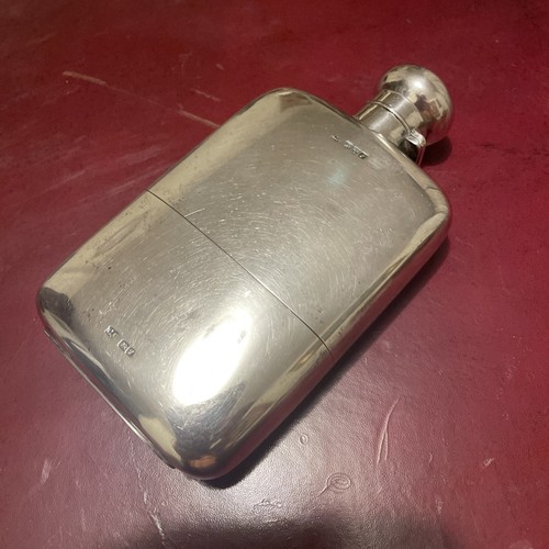 Antique silver hip flask - silver,