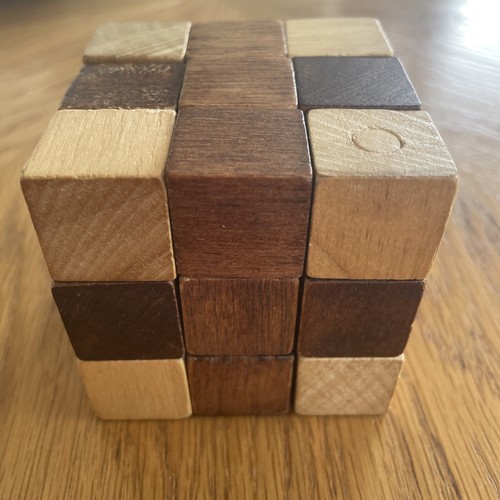 Wooden snake cube puzzle 7cm - cube,
