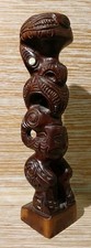 20cm Rotorua Maori Wooden Tiki Hand Carved Statue New Zealand Totem (B.24)