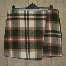 Next Womens New Khaki Brown Tartan Kilt Style Wool Blend Mini Skirt UK Size 14