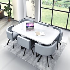 White  Wooden  Dining Table &