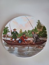 Lovely Vintage Condition Men Fishing in A Boat Plate - Poole Pottery Plate