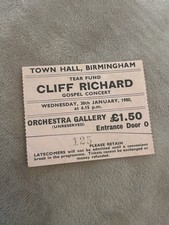 cliff richard’s tear fund gospel concert ticket 1980 birmingham