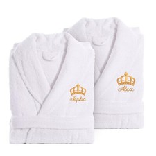 Personalised Bathrobe for Men & Women – Custom Embroidered Crown Dressing Gown