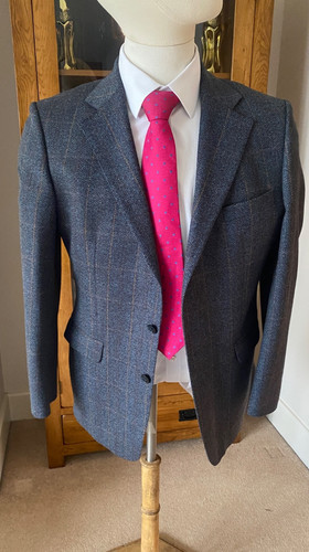 Daks windowpane blue wool - windowpane,