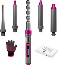 SALE, 5 in 1 Curling Iron Wand Set, Chignon Hair Curling Barrels with Ceramic