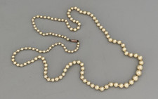 28" SIMULATED PEARLS / PEARL NECKLACE GOLD TONE BARREL STYLE CLASP STAMPED 9CT