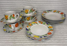 Royal Norfolk Mediterranean Fruits Set For 4 Cups Saucers Bowls Side Plates