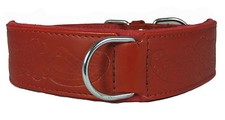 Red Paisley Leather Dog Collar