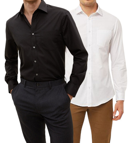 Mens shirt long sleeves - long, black