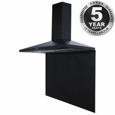 SIA 100cm Black Chimney Kitchen Cooker Hood Extractor Fan And Glass Splashback