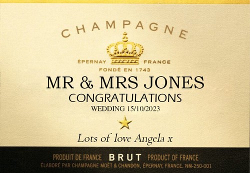 Personalised moet bottle - moet, label