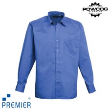 Premier Mens Long Sleeve Poplin Shirt Formal Workwear 14.5–22" Collar 22 Colours