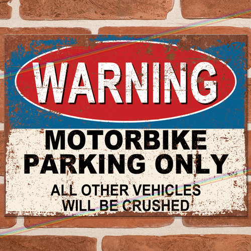 Motorbike parking funny metal - motorbike,