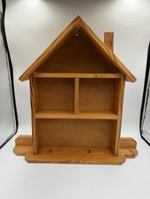 Vintage Wooden Display Unit Shelves House Cottage Shape 5 Sections Cubby Holes