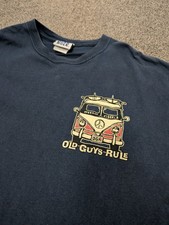 Old Guys Rule T-Shirt - Camper Van - Blue Short Sleeve - 100% Cotton - Men's XL