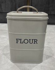 Antique Grey Flour Canister Carbon Steel Retro Kitchen Baking Storage Tin Jar 