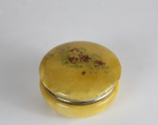 Vintage Trinket Jewellery Pill Box Yellow Floral Resin Hinged Lid Article