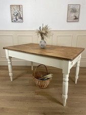 Antique Victorian Farmhouse Kitchen Table with Drawer