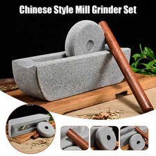 New Chinese Style Mill Grinder Set Crusher Stone Roller Tea Tray Seasoning Mills