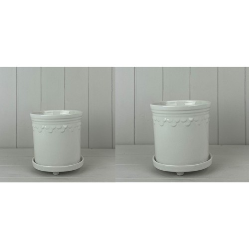 Ceramic white plant - pot, with