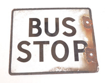 Bus Coach Enamel Sign Bus Stop (double sided)