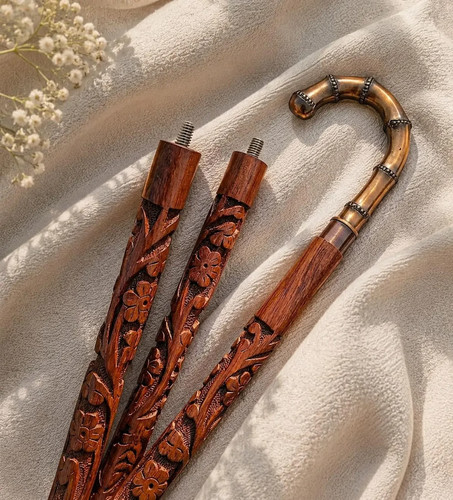 Hand carved wooden walking - hand,