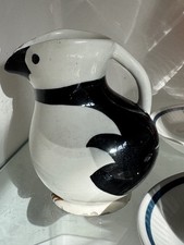 Antique egersund alkemuggen puffin razorbill jug Norge art pottery Norway gift