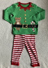 Green Elf Top Teddy Legging Stripe Red White Baby Christmas Girl Boy 12-18 Month