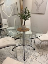 Glass round dining table