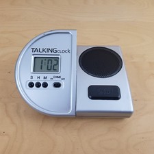 TALKING DIGITAL ALARM CLOCK SILVER GOOD CONDITION