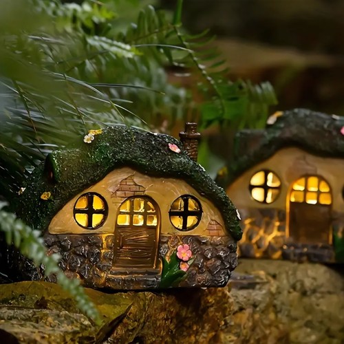 Solar tree log cabin - , house