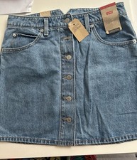 Levi's Women's Mini Skirt Blue Short Denim Waist 30 With Button Front