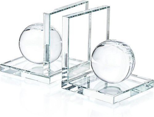 Pair crystal bookends - crystal, with