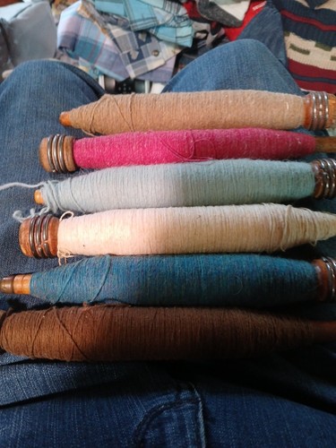 Vintage wooden sewing spools - wooden,