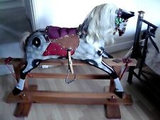 Vintage traditional English handmade wooden dapple grey rocking horse 1980's